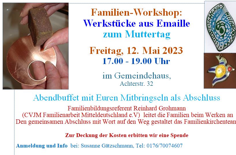 12.5. 17h Familienworkshop: Werkstücke aus Emaille