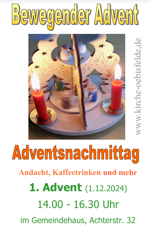 1.12.2024 14.00 Adventsnachmittag mit Andacht und Kaffeetrinken