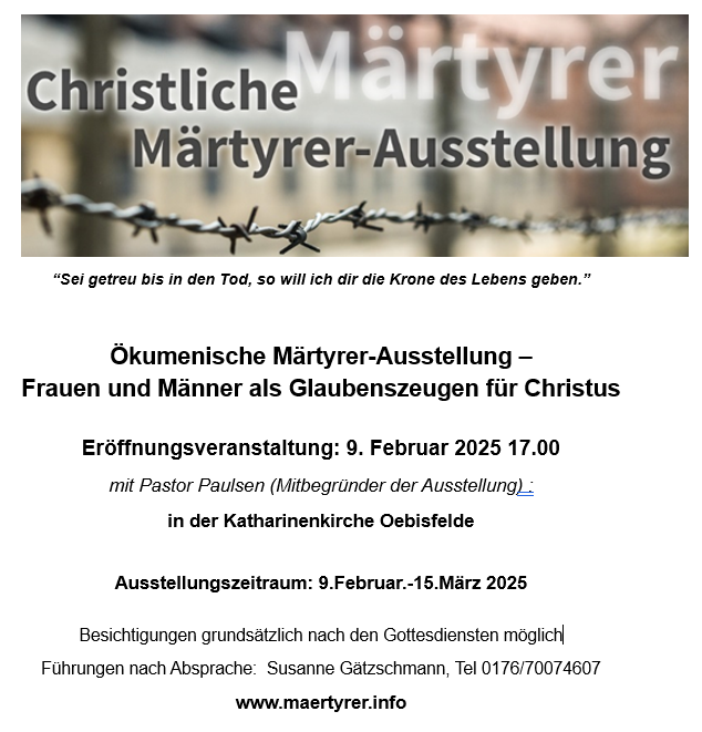 9.2. - 15.3. Christliche Märtyrer - Ausstellung